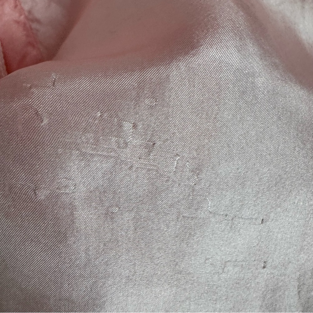 Vintage 100% Silk Blouse Button Down Light Pink Sz Medium 90's Shoulder Pads - Picture 10 of 15